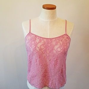 Lace Camisole DKNY  Pink Stretch SZ L NWOT